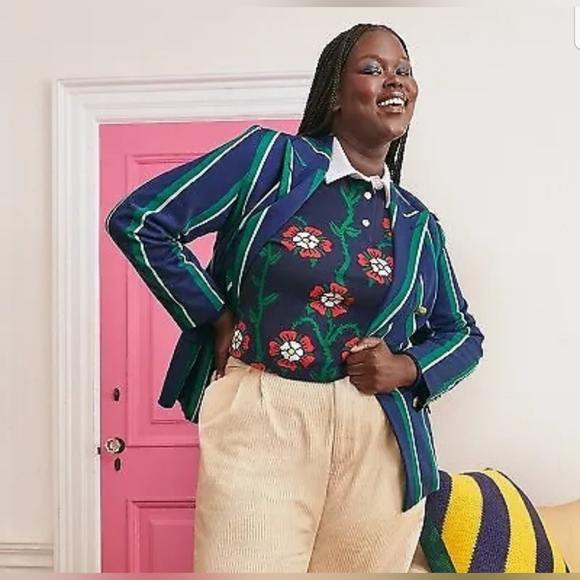 Women's Rose Print Collared Long Sleeve Rugby Shirt - Rowing Blazers - Picture 4 of 9